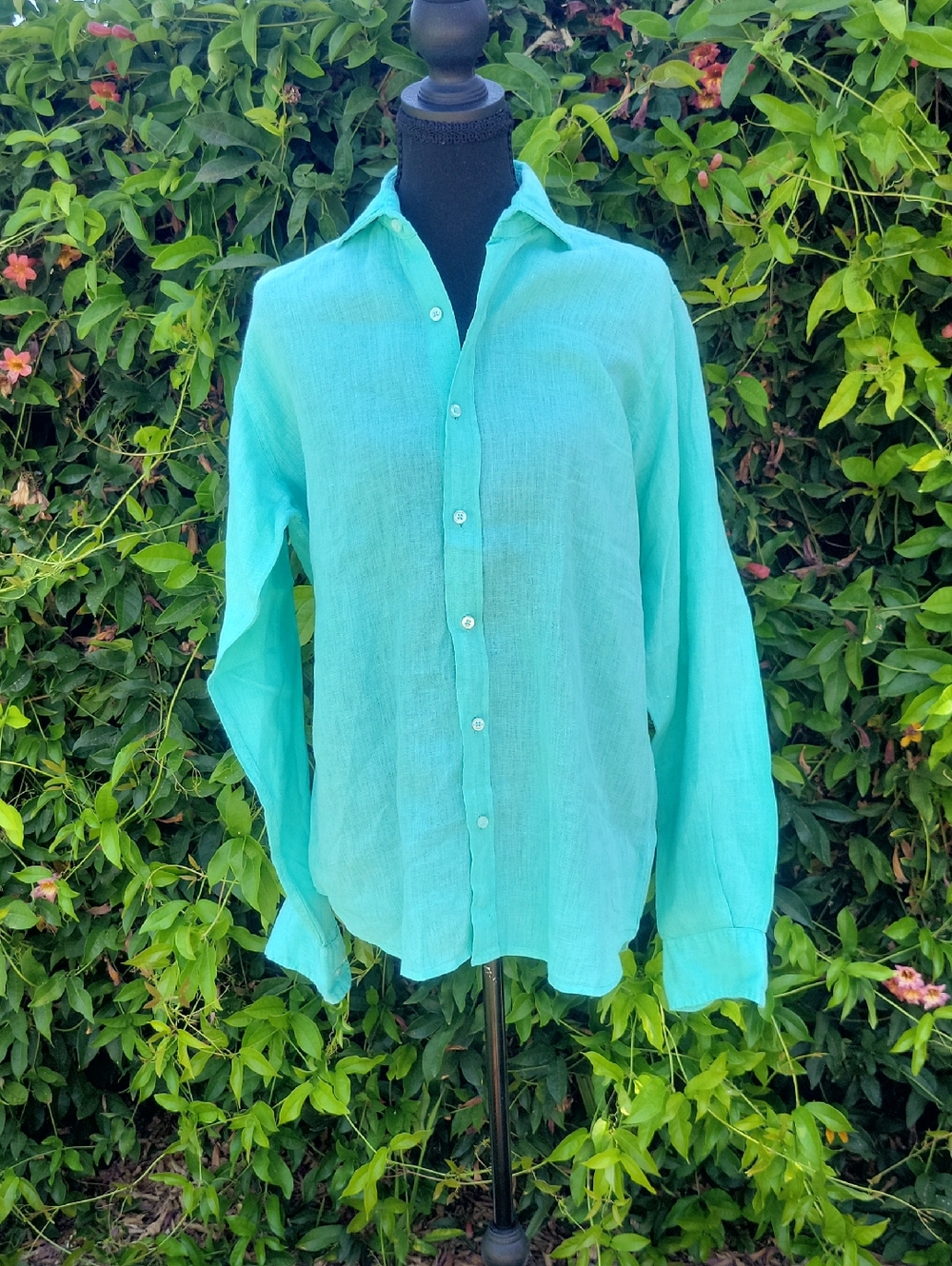Men's Casual Button-Down Shirt in Turquoise S